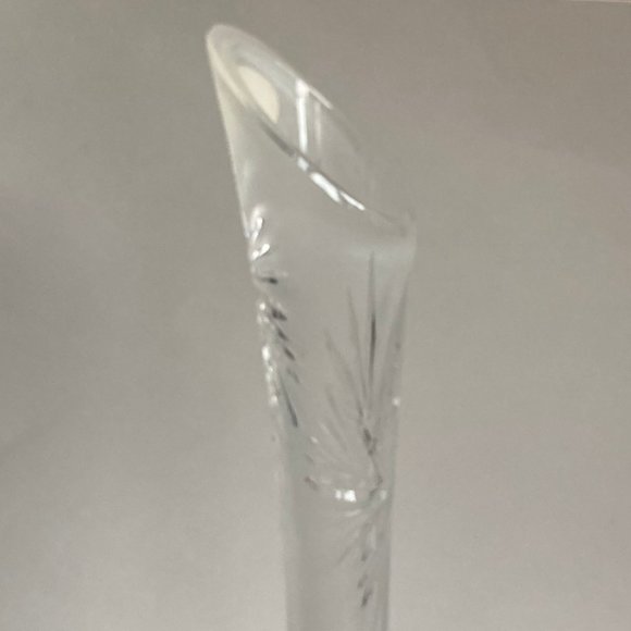 Vintage LESWAL Etched Vase Hand Cut Lead Crystal SWUNG Art Glass Made in Poland - Picture 11 of 16